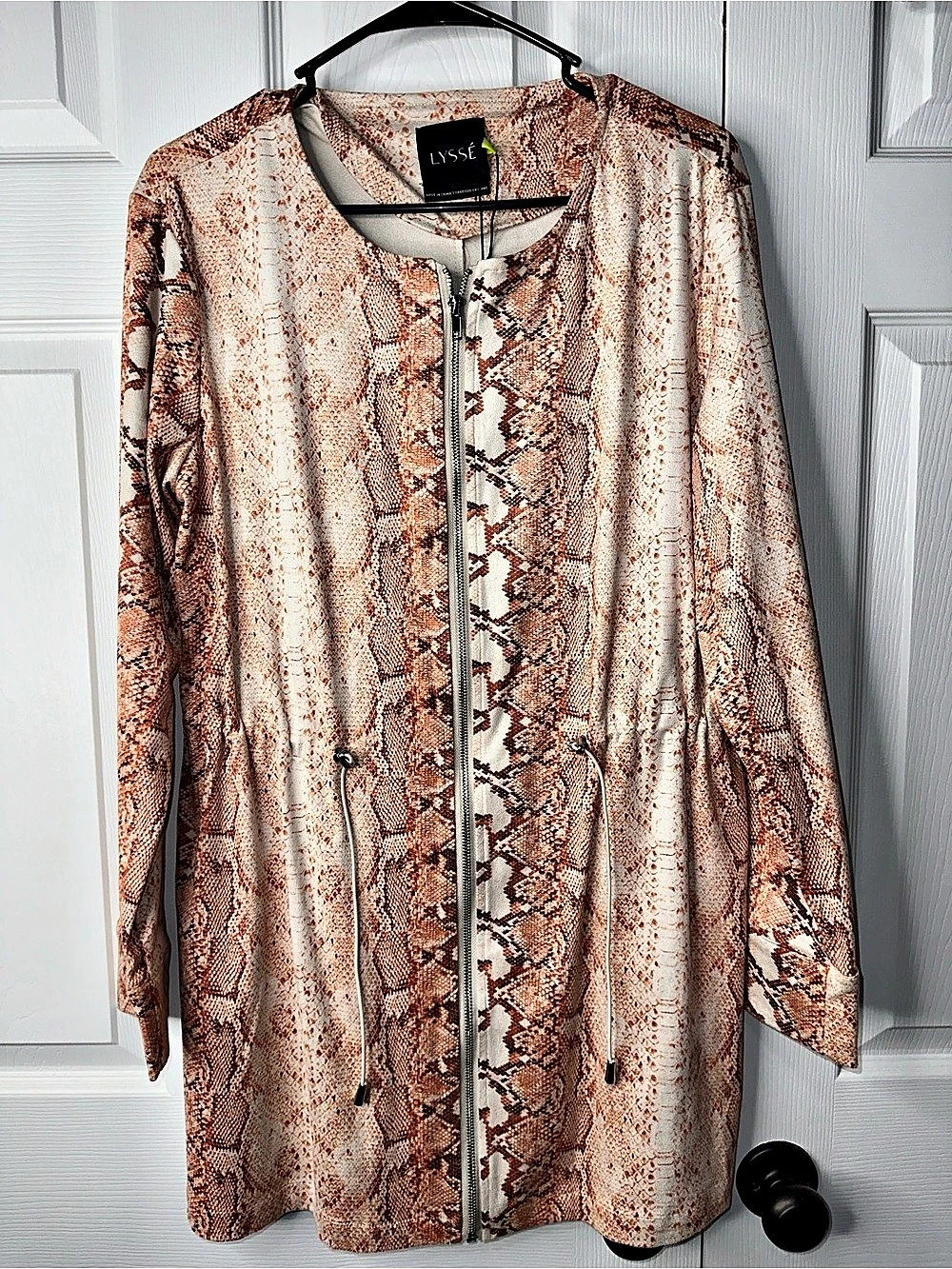 LYSSE Copperskin Animal Print Zip Jacket in Pink & Brown Size Large NWT